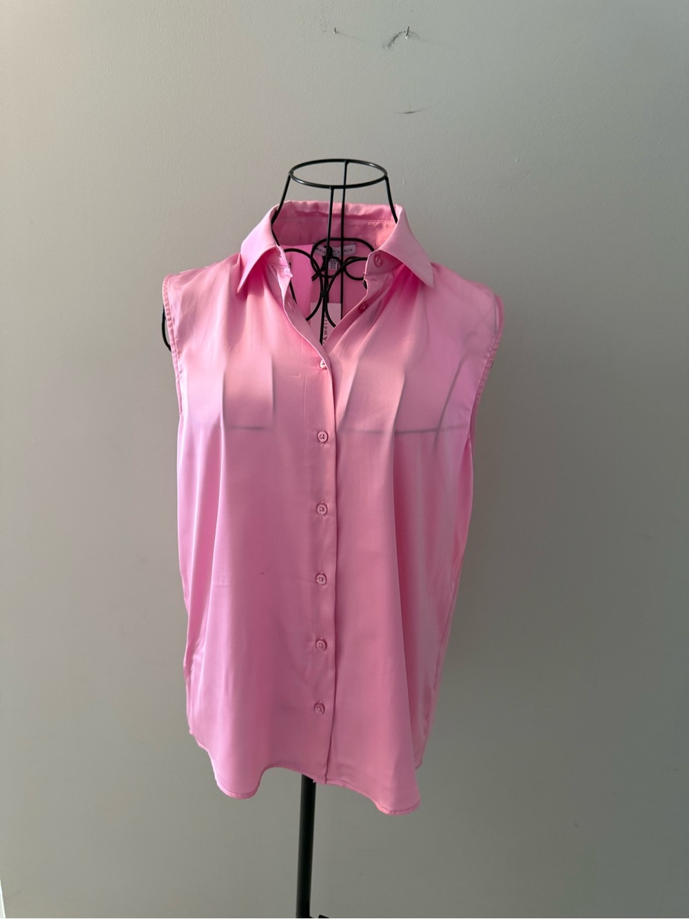 Sleeveless Pink Button-Up Women's Blouse